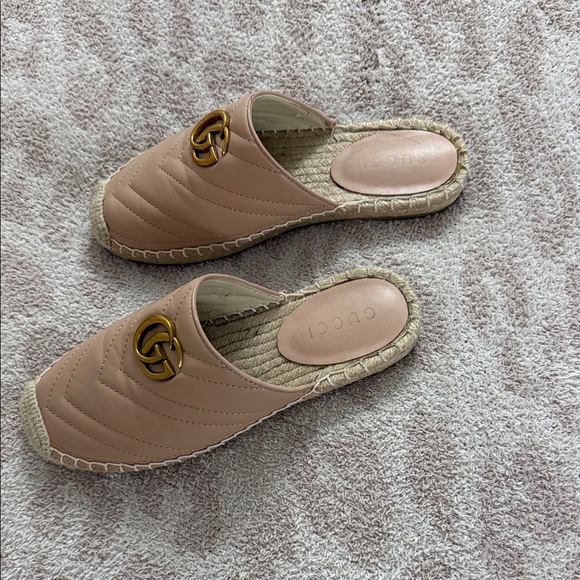 Gucci Espadrille Slide Mules with Gold GG Logo - Picture 3 of 5